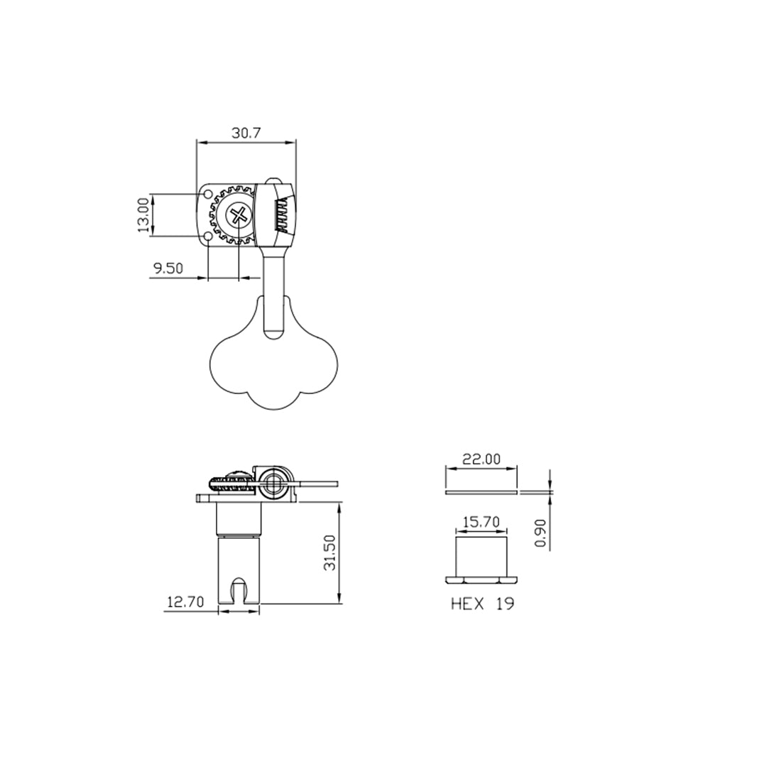 mini bass key line drawing