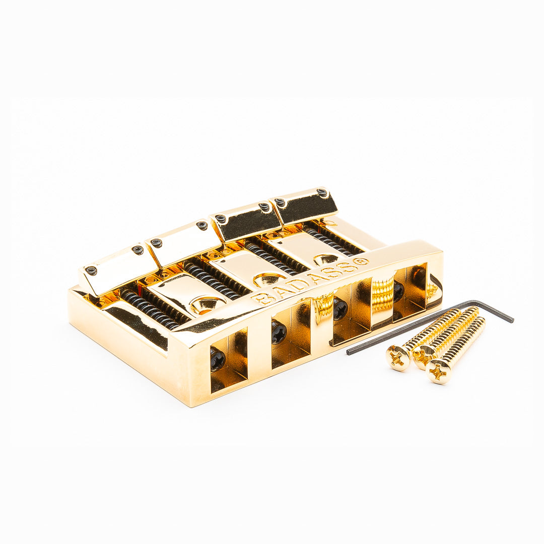 gold bass bridge, screws, and allen wrench