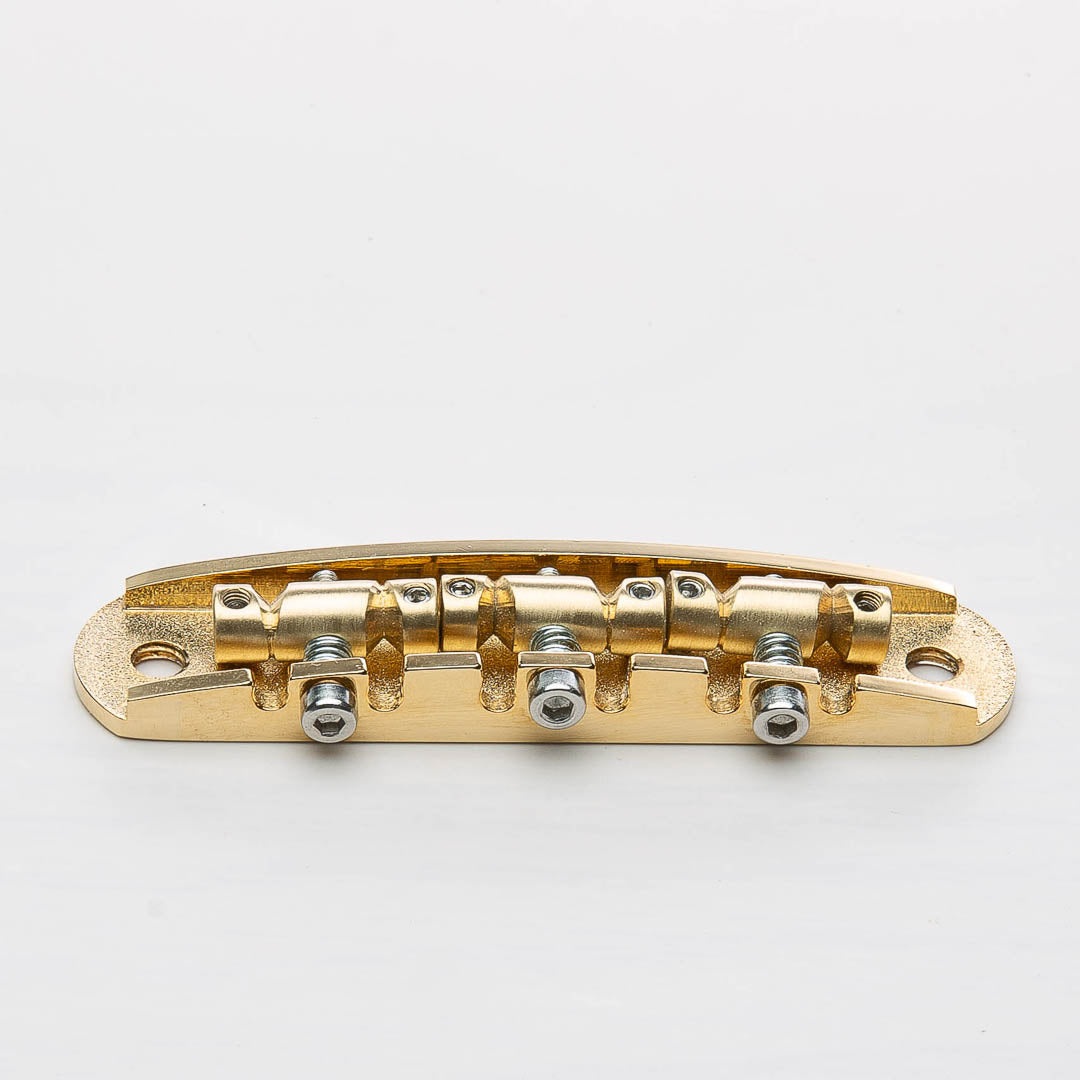 halon US-spec offset bridge w/ brass saddles back view gold