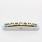 halon metric offset bridge w/ brass saddles front view satin chrome