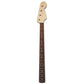 unfinished jazz bass neck with rosewood fretboard front facing view