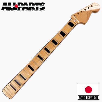 Mástil de repuesto Allparts “Licenciado por Fender®” JZMF-BB para Jazzmaster® - Incrustaciones de bloque y encuadernación en negro