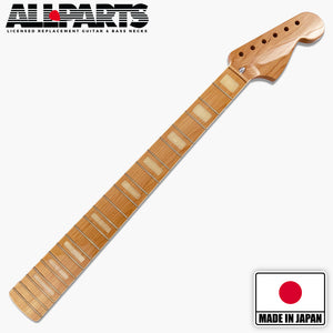 Mástil de repuesto Allparts “Licenciado por Fender®” JZMF-WBB para Jazzmaster® - Incrustaciones de bloque y encuadernación en blanco