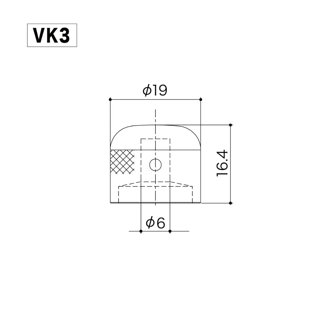 short dome knob line drawing