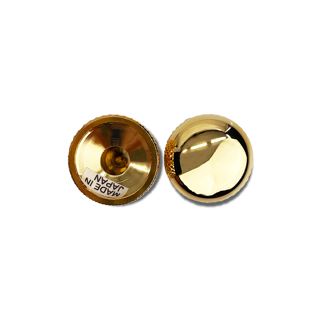 gotoh knurled dome knobs top and bottom view gold