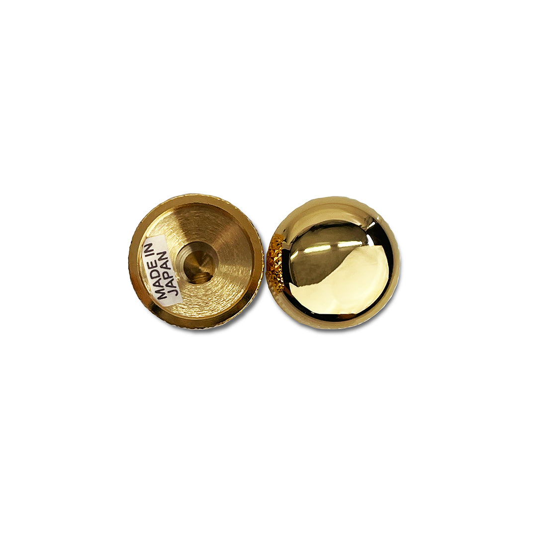 short dome knobs top and bottom view gold