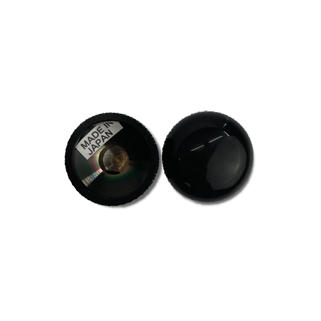 short dome knobs top and bottom view black