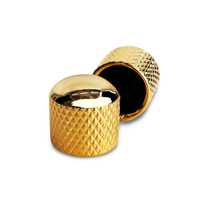 push on knurled dome knob front and bottom view gold