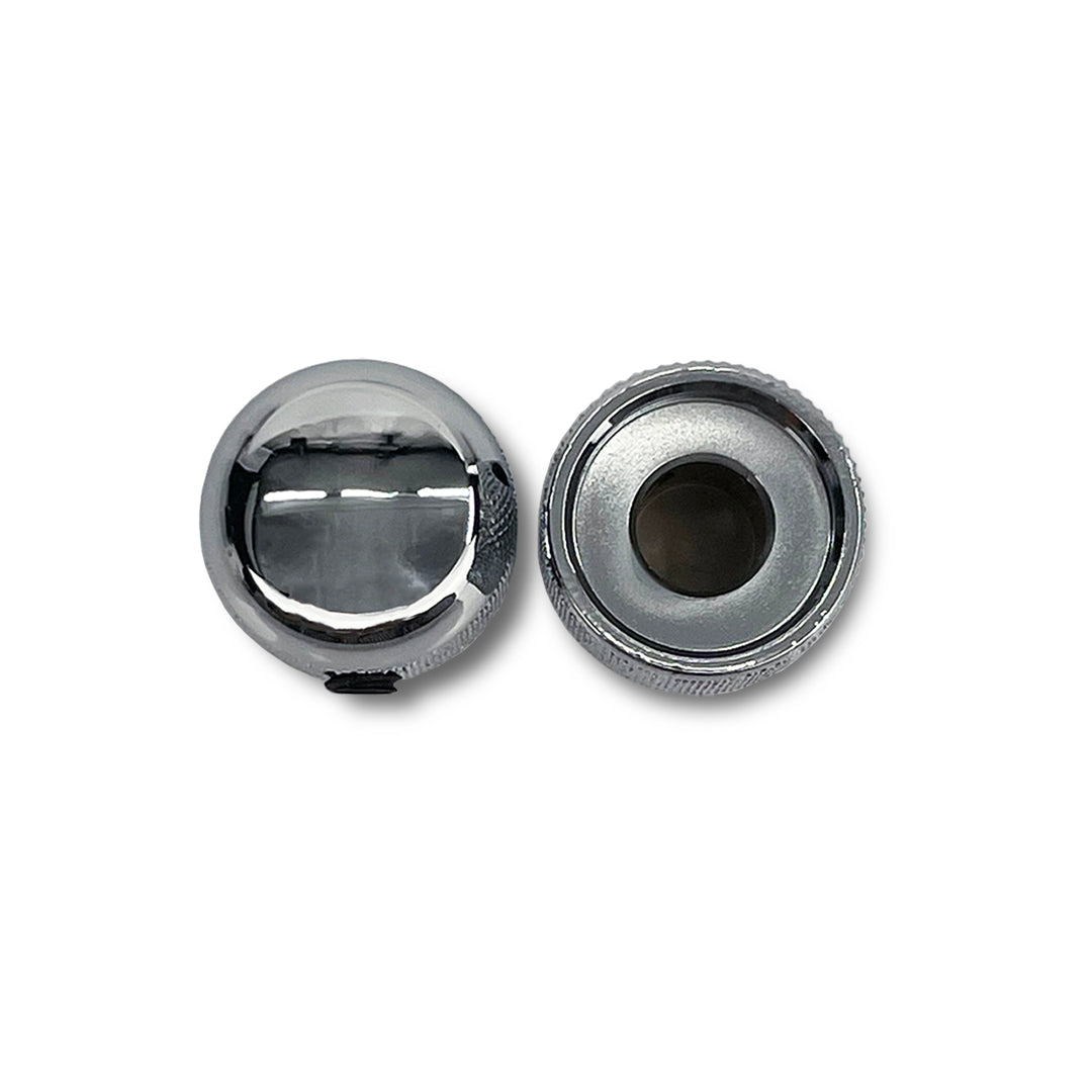 mini dome knob set top and bottom view chrome