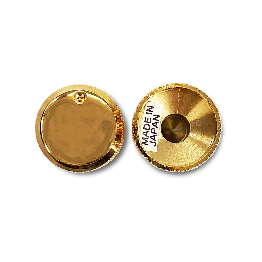 flat top metal knob top and bottom view gold