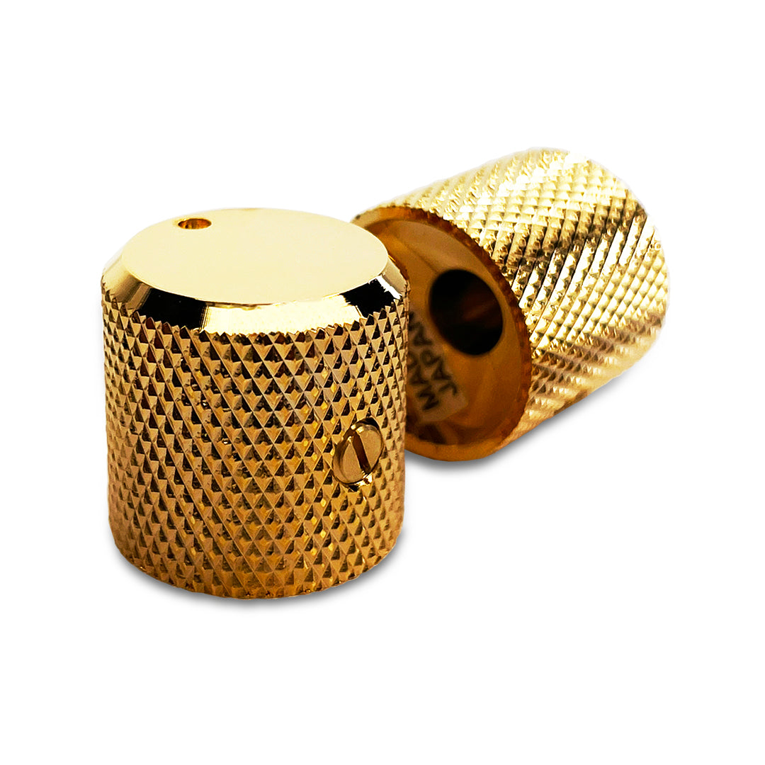 flat top metal knob front and bottom view gold