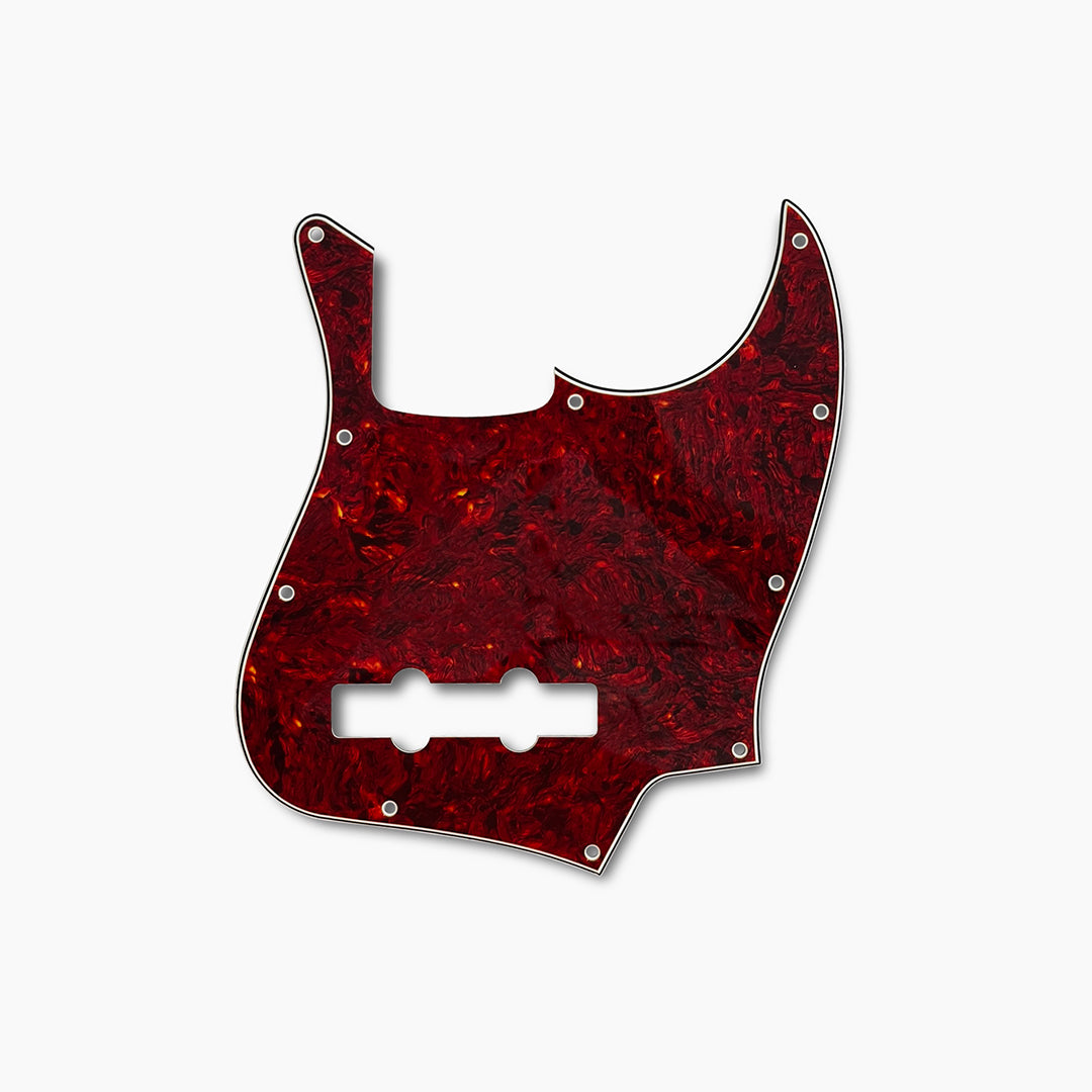 J bass pickguard front view red tortoise