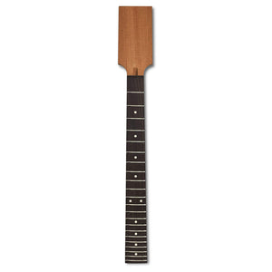 unfinished paddle head mahogany guitar neck with rosewood fretboard  front facing view