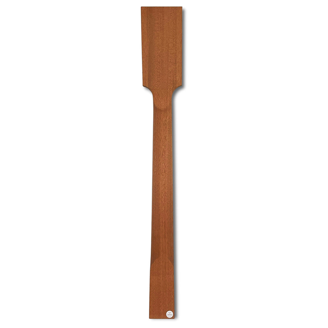 unfinished paddle head mahogany guitar neck with rosewood fretboard  back facing view