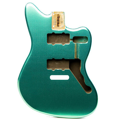 primo mystic teal jazzmaster body front view