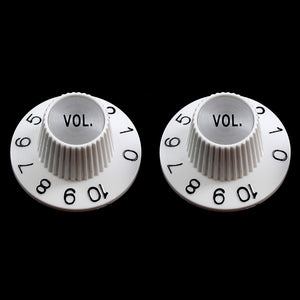 PK-3244-025 "Witch Hat" volume knobs (2) White, fits USA split shaft pots