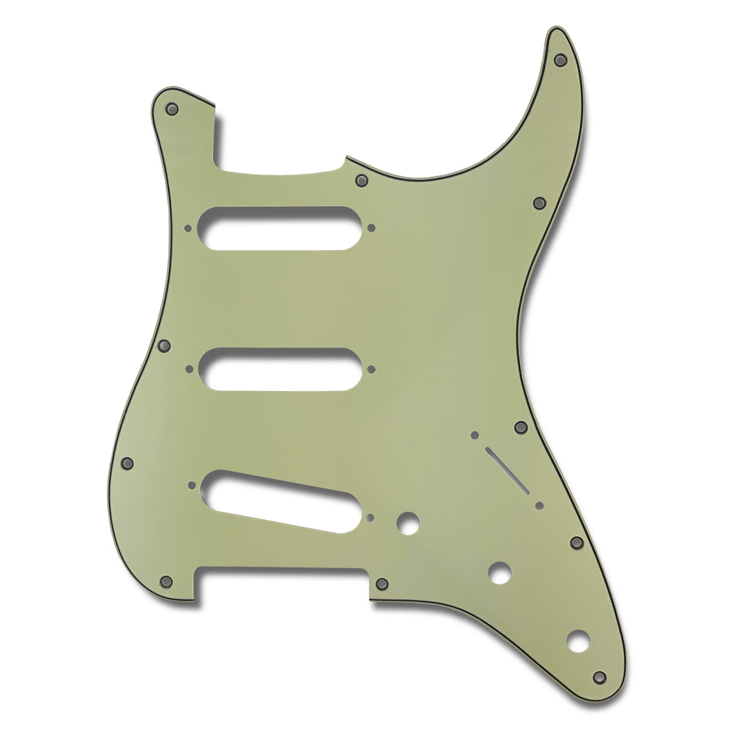 primo pickguard for strat front view 3-ply mint green