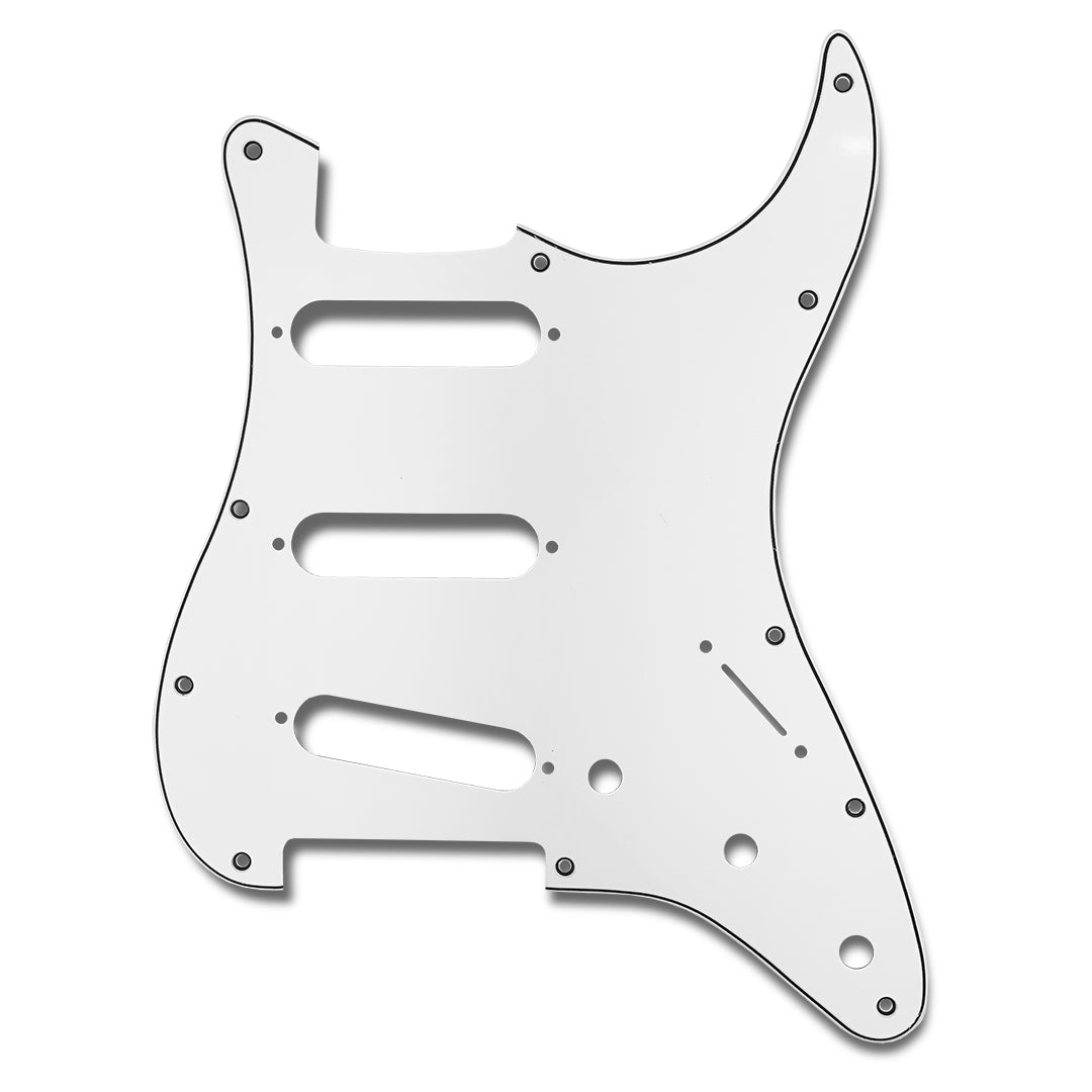 primo pickguard for strat front view 3-ply white