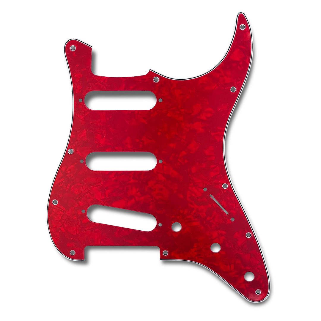 primo pickguard for strat front view 3-ply red pearloid