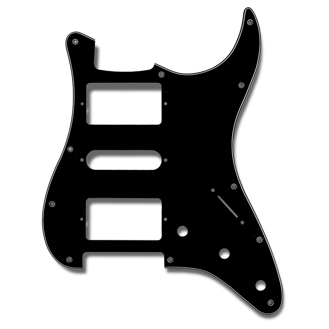 primo hum/single/hum pickguard for strat front view 3ply black