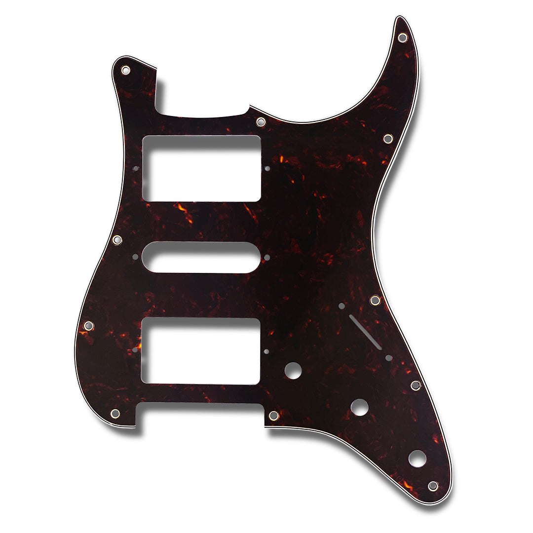 primo hum/single/hum pickguard for strat front view 3-ply brown tortoise