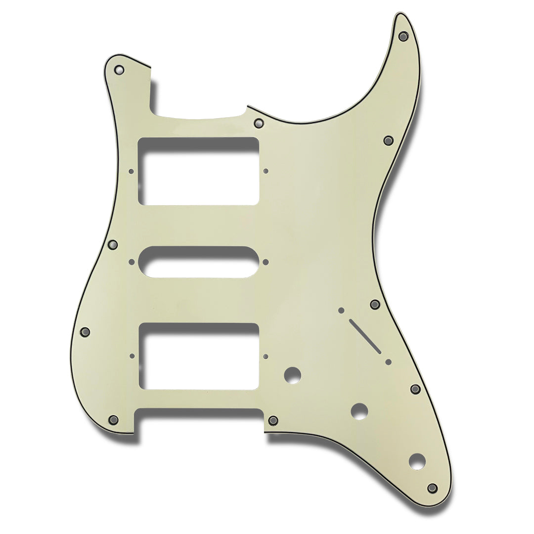 primo hum/single/hum pickguard for strat front view 3-ply parchment