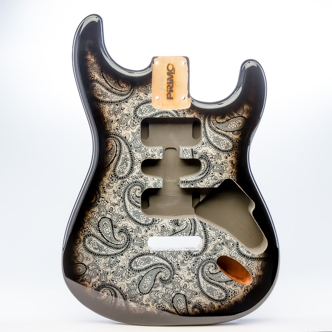 primo black paisley strat body front view