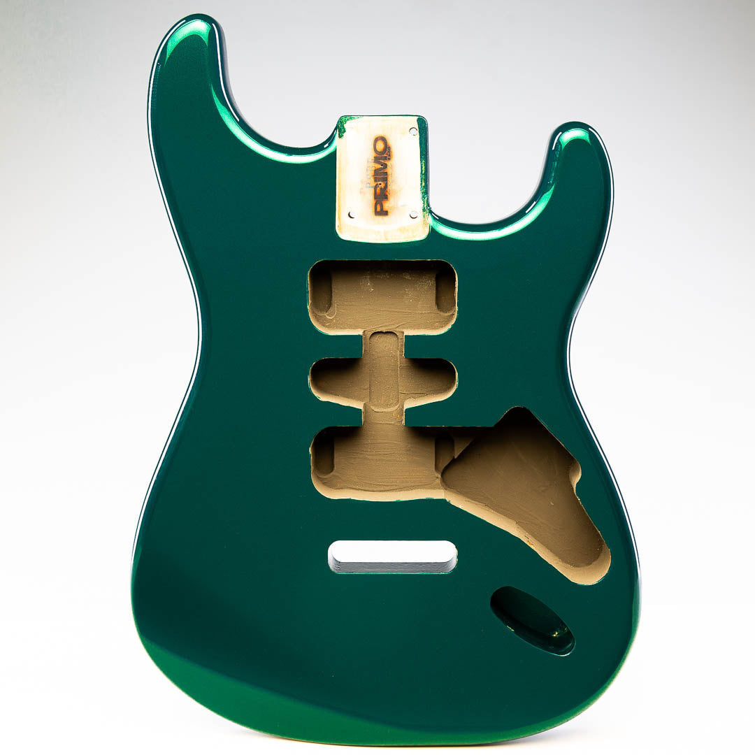 primo forest green strat body front view