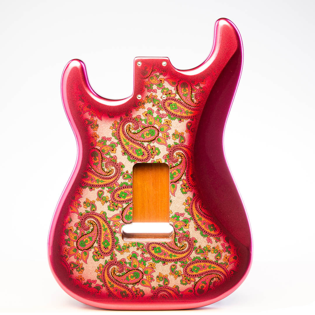 primo pink paisley strat body back view