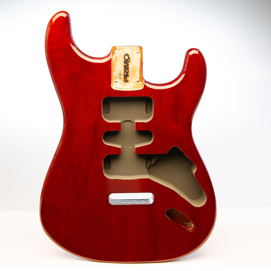 primo chestnut strat body front view