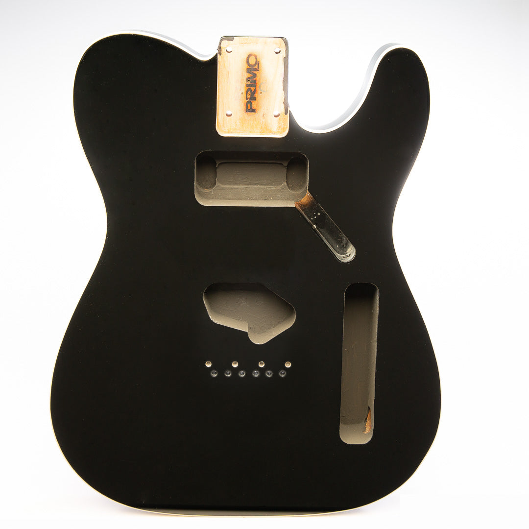 primo onyx w/ white binding tele body front view