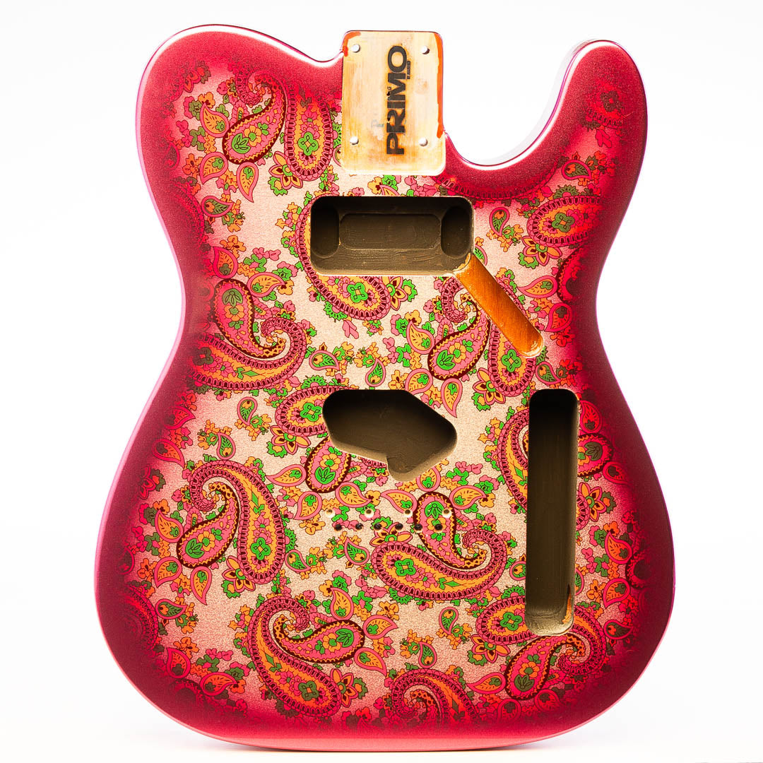 primo pink paisley tele body front view