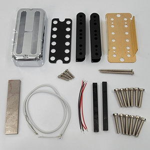 pickup kit with screws, wire, plates, cover, magnets, and spacers