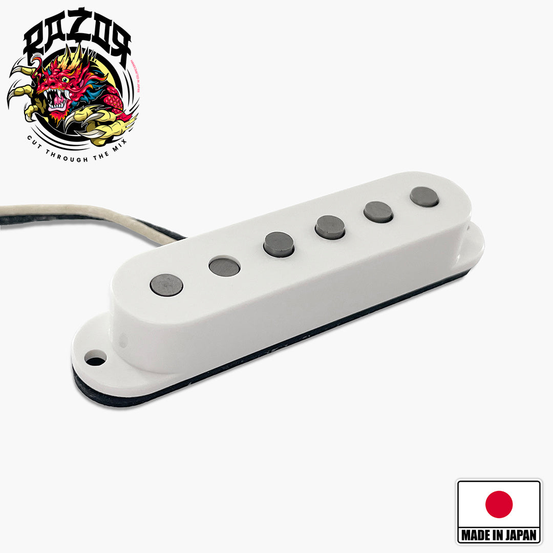 Pastilla de puente Razor® Sūpāmūn Super Moon para Stratocaster® - Blanco