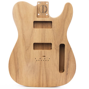 ap select roasted ash and paulownia dual P90 telecaster body front view