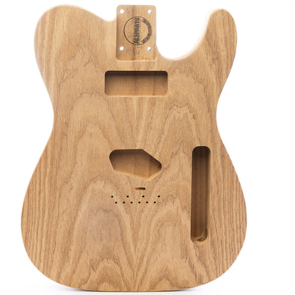 select roasted ash and paulownia tele body with p90 neck pickup route front view