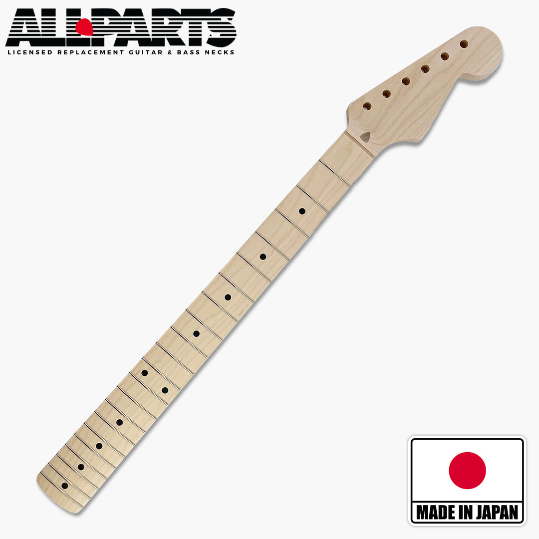 strat neck maple V front view logo