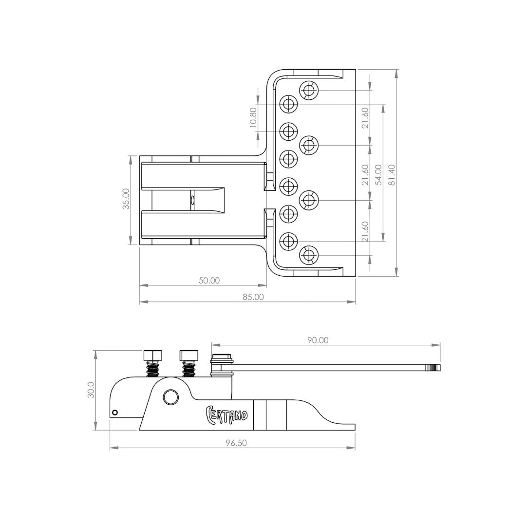 certano t-bender coupe universel line drawing 