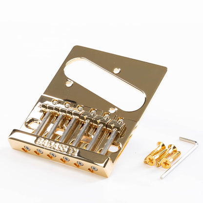 badass T1 guitar bridge front angled view with hardware gold