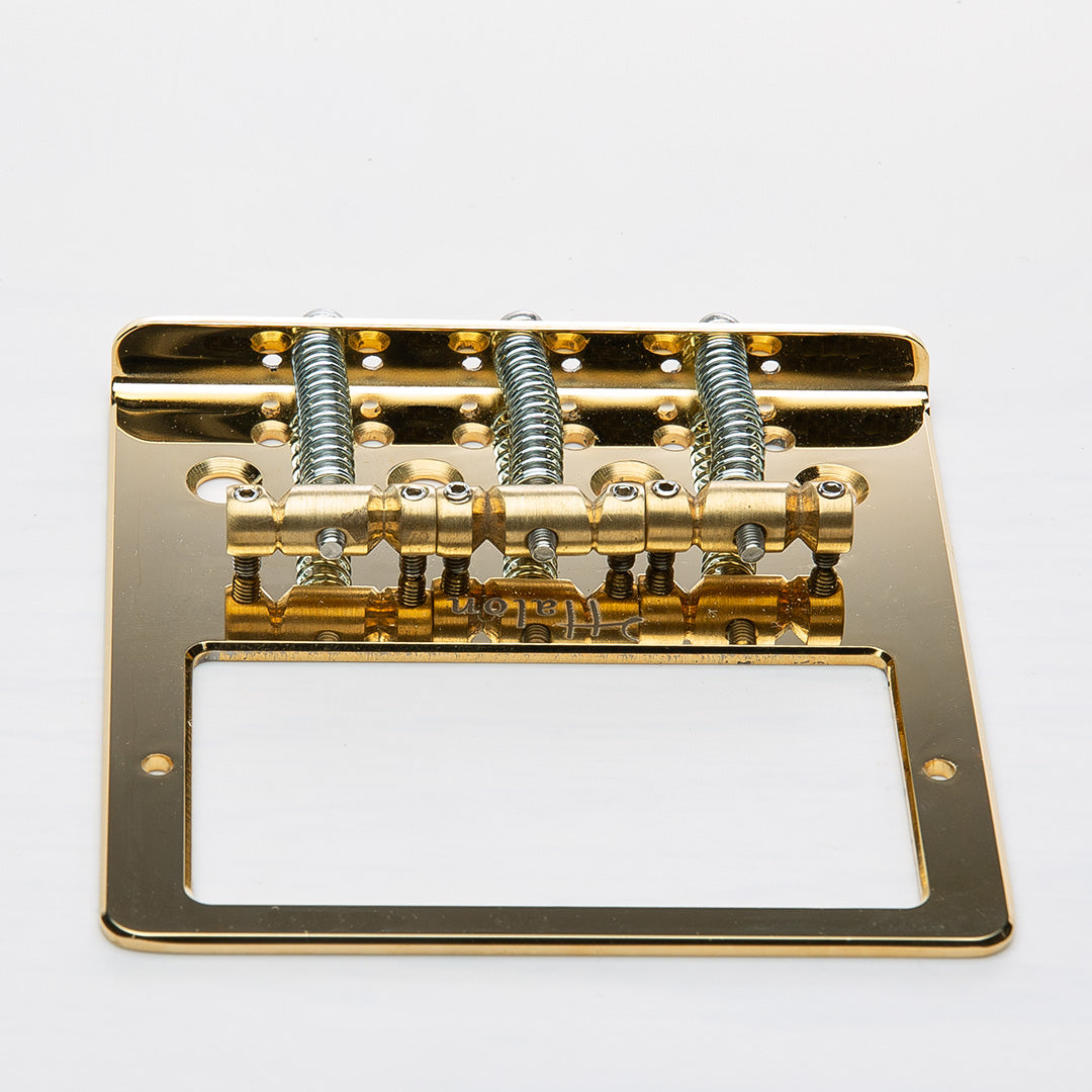 halon tele bridge for humbucker with brass saddles front view gold