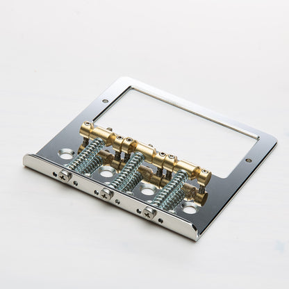 halon tele bridge for humbucker with brass saddles angled view chrome