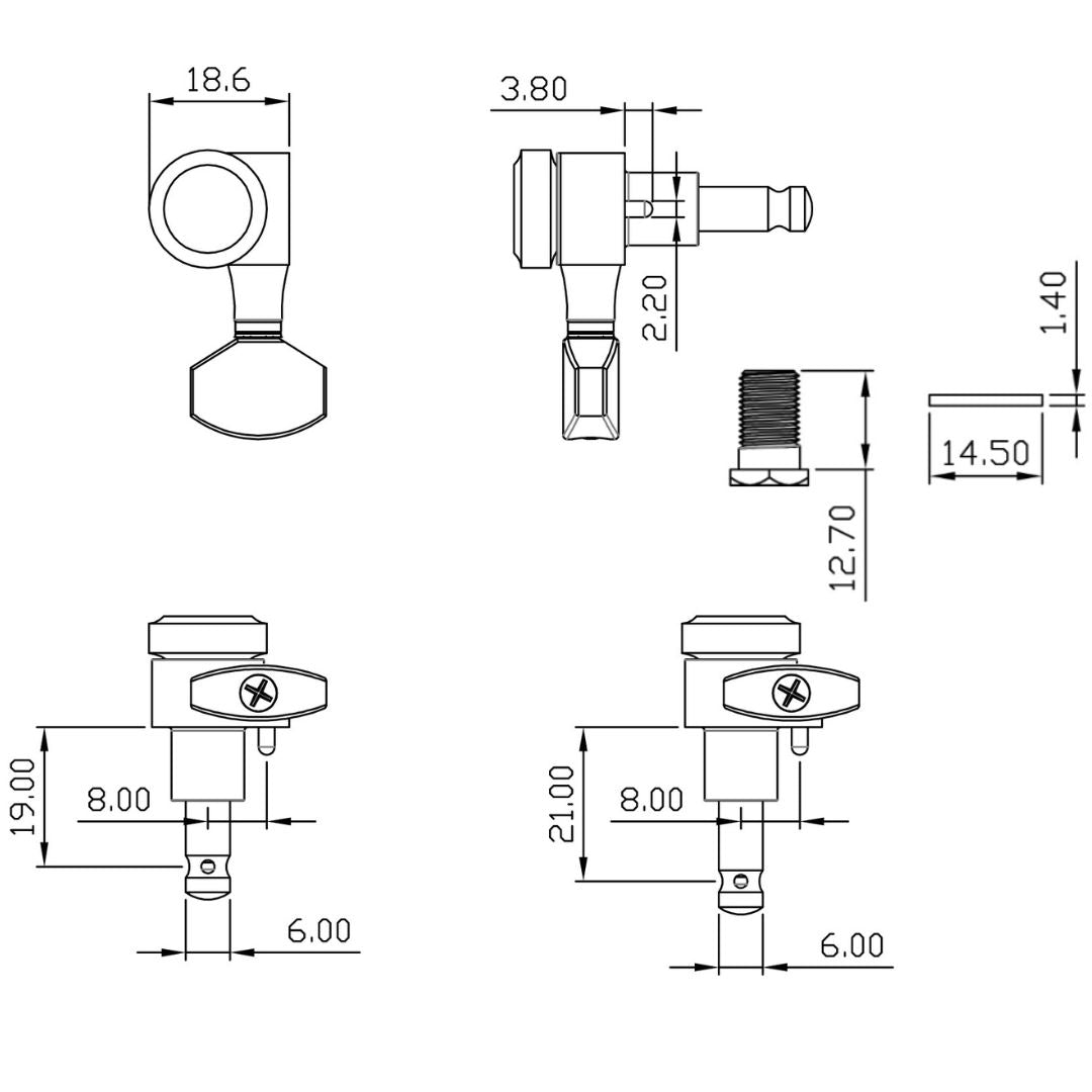 mini key locking staggered line drawing