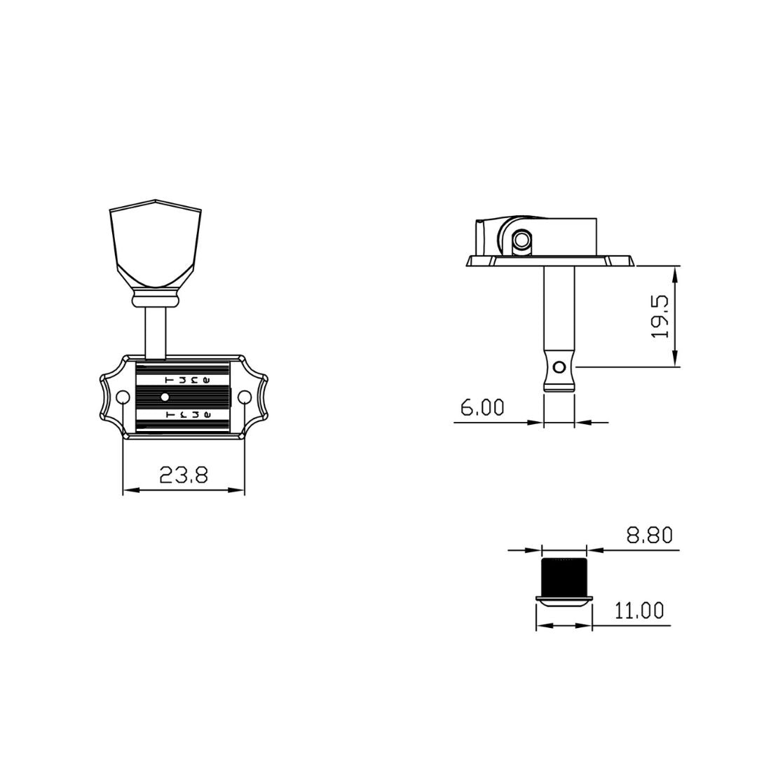 vintage 3x3 tuner line drawing