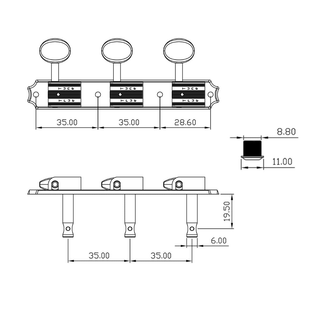 strip tuner and bushing line drawing.