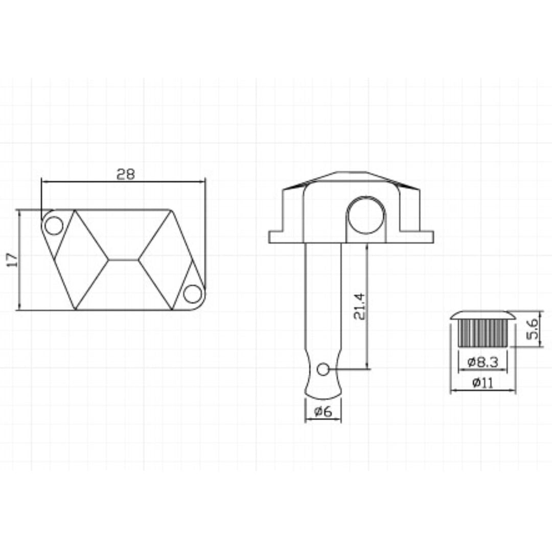 economy 3x3 diagonal mount tuner line drawing