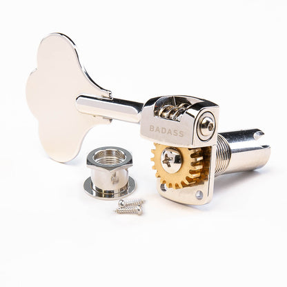 badass ogt mini treble side bass key front view with hardware nickel