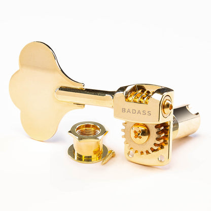 badass ogt mini treble side bass key front view with hardware gold