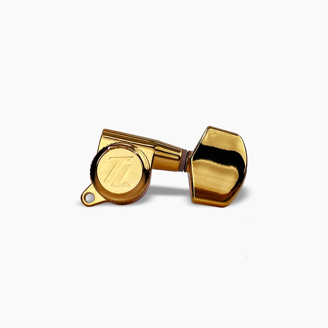 locking tuner single front view gold