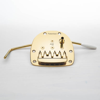 halon patented jazzmaster vibrato tailpiece front view with hardware gold