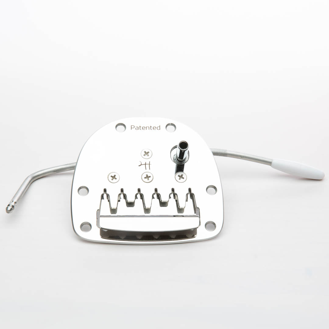 halon patented jazzmaster vibrato tailpiece front view with hardware chrome